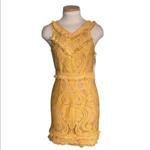 Ryse the Label Kinsley Yellow Lace Fringe Dress Size Small NWT
